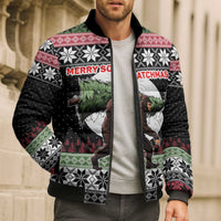 Funny Bigfoot Christmas Bomber Puffer Jacket Xmas Holiday Patterns - Wonder Print Shop