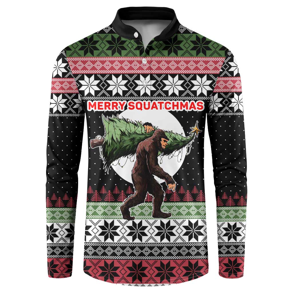 Funny Bigfoot Christmas Button Sweatshirt Xmas Holiday Patterns - Wonder Print Shop