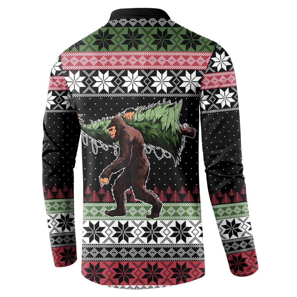 Funny Bigfoot Christmas Button Sweatshirt Xmas Holiday Patterns - Wonder Print Shop