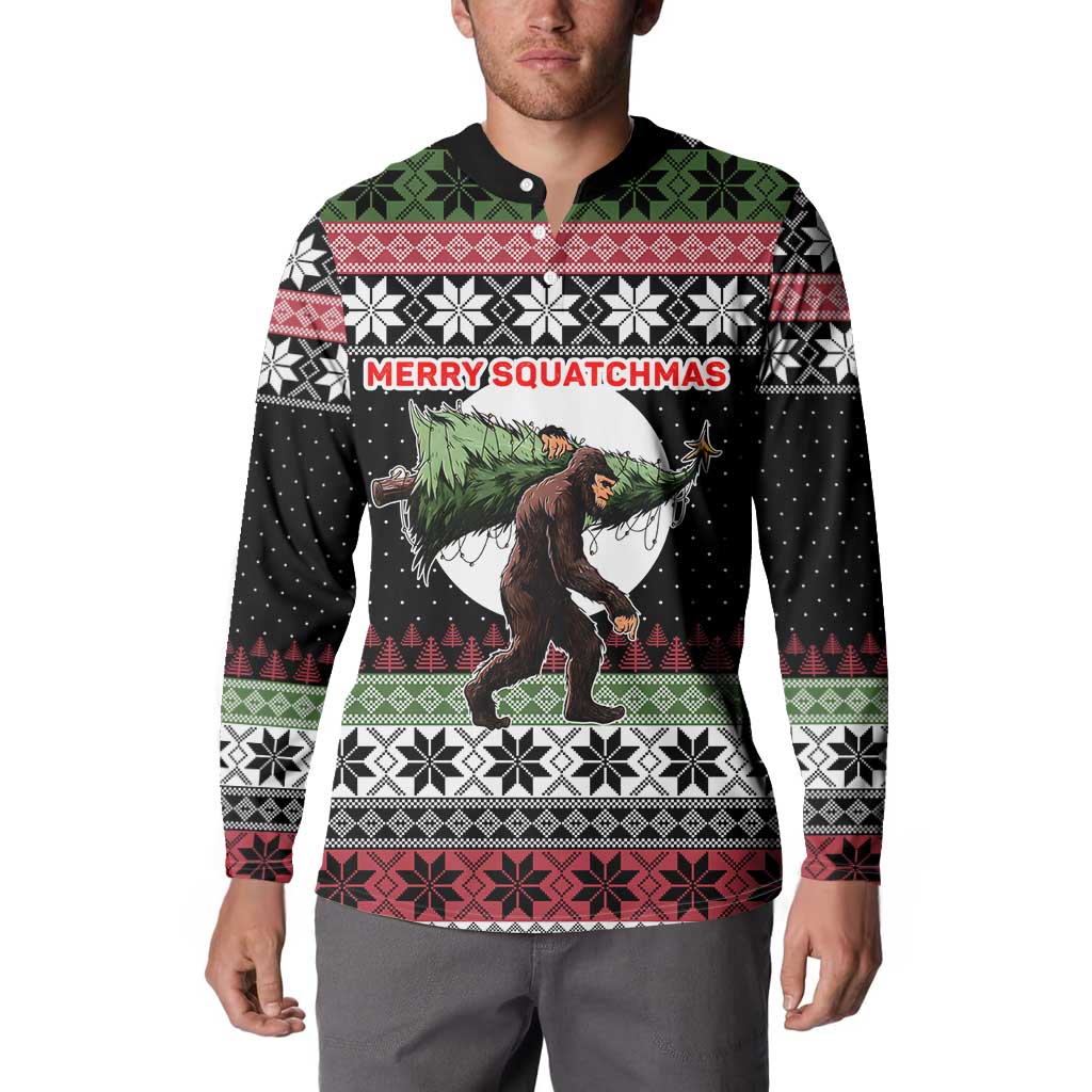 Funny Bigfoot Christmas Button Sweatshirt Xmas Holiday Patterns - Wonder Print Shop