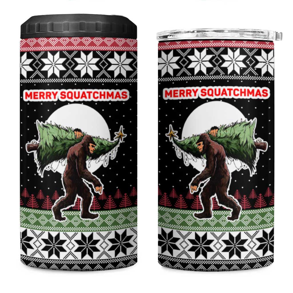 Funny Bigfoot Christmas 4 in 1 Can Cooler Tumbler Xmas Holiday Patterns - Wonder Print Shop