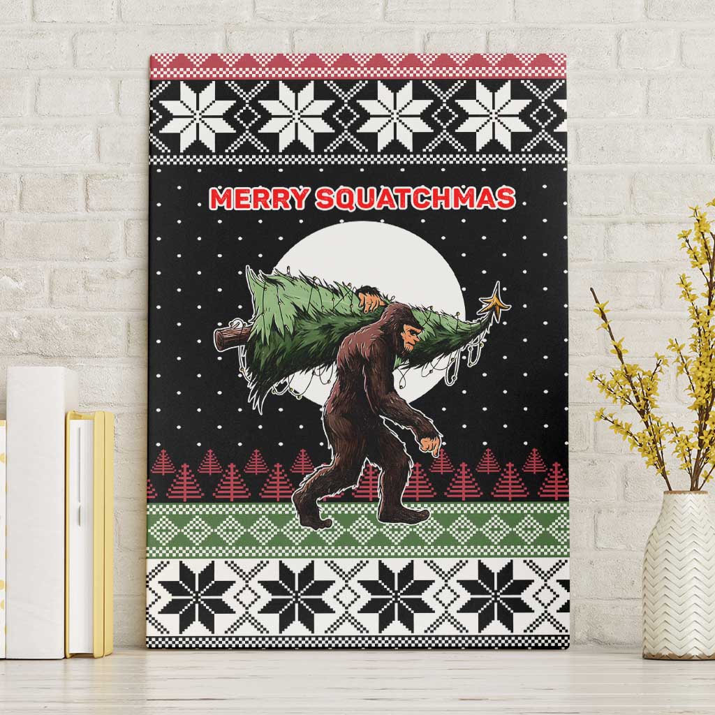 Funny Bigfoot Christmas Canvas Wall Art Xmas Holiday Patterns - Wonder Print Shop