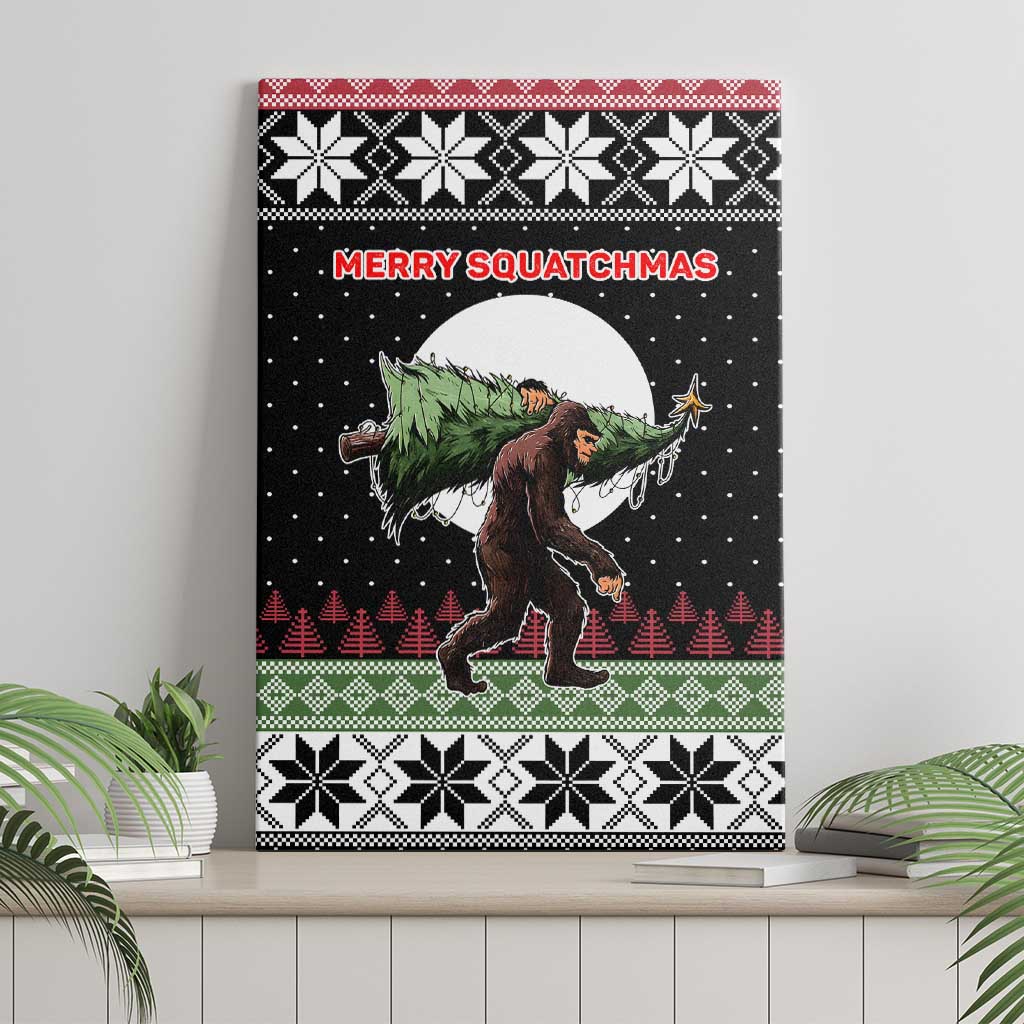 Funny Bigfoot Christmas Canvas Wall Art Xmas Holiday Patterns - Wonder Print Shop