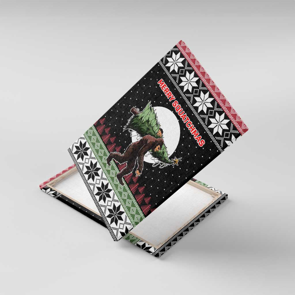 Funny Bigfoot Christmas Canvas Wall Art Xmas Holiday Patterns - Wonder Print Shop