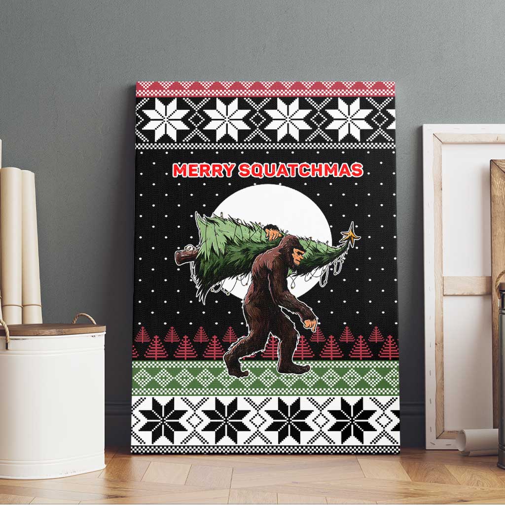 Funny Bigfoot Christmas Canvas Wall Art Xmas Holiday Patterns - Wonder Print Shop