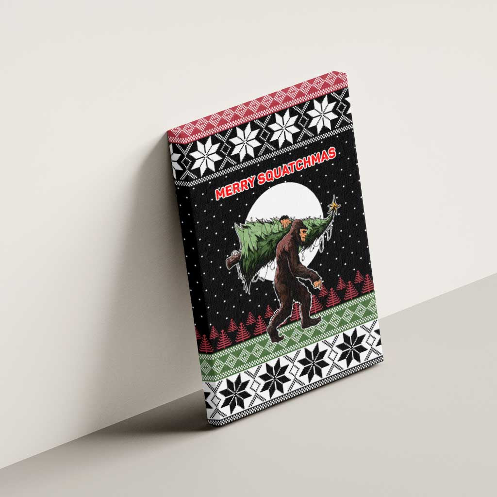 Funny Bigfoot Christmas Canvas Wall Art Xmas Holiday Patterns - Wonder Print Shop