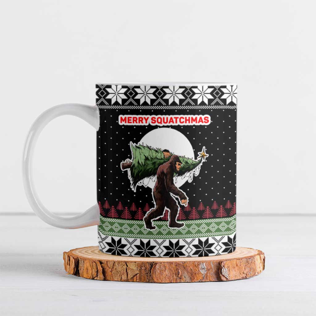 Funny Bigfoot Christmas Ceramic Mug Xmas Holiday Patterns - Wonder Print Shop