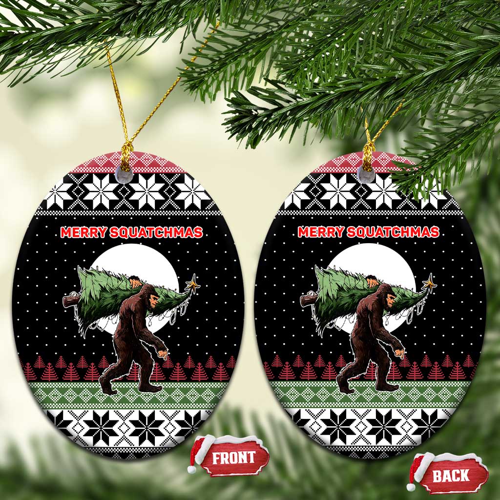 Funny Bigfoot Christmas Ceramic Ornament Xmas Holiday Patterns - Wonder Print Shop