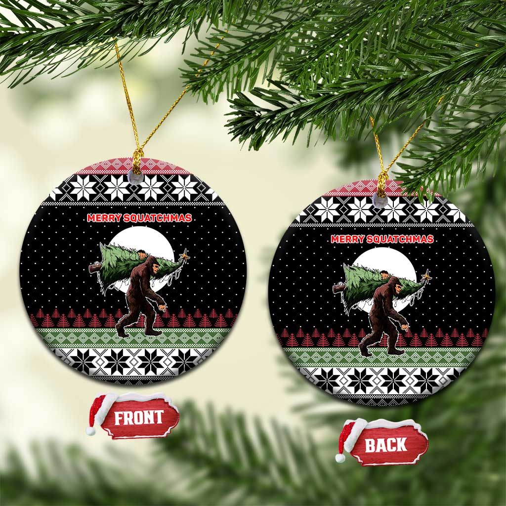 Funny Bigfoot Christmas Ceramic Ornament Xmas Holiday Patterns - Wonder Print Shop