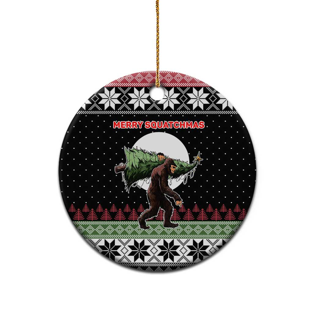 Funny Bigfoot Christmas Ceramic Ornament Xmas Holiday Patterns - Wonder Print Shop