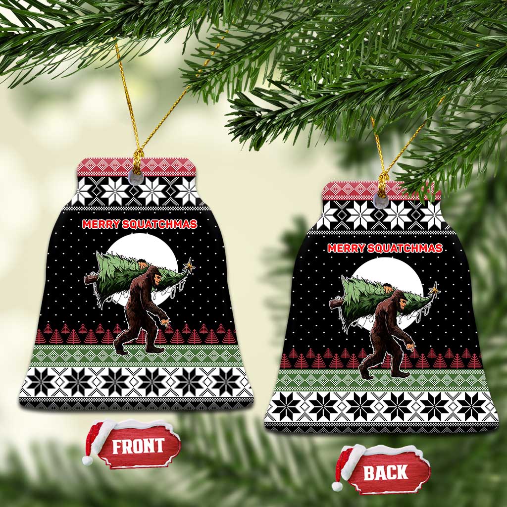 Funny Bigfoot Christmas Ceramic Ornament Xmas Holiday Patterns - Wonder Print Shop