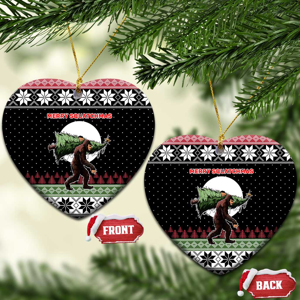 Funny Bigfoot Christmas Ceramic Ornament Xmas Holiday Patterns - Wonder Print Shop