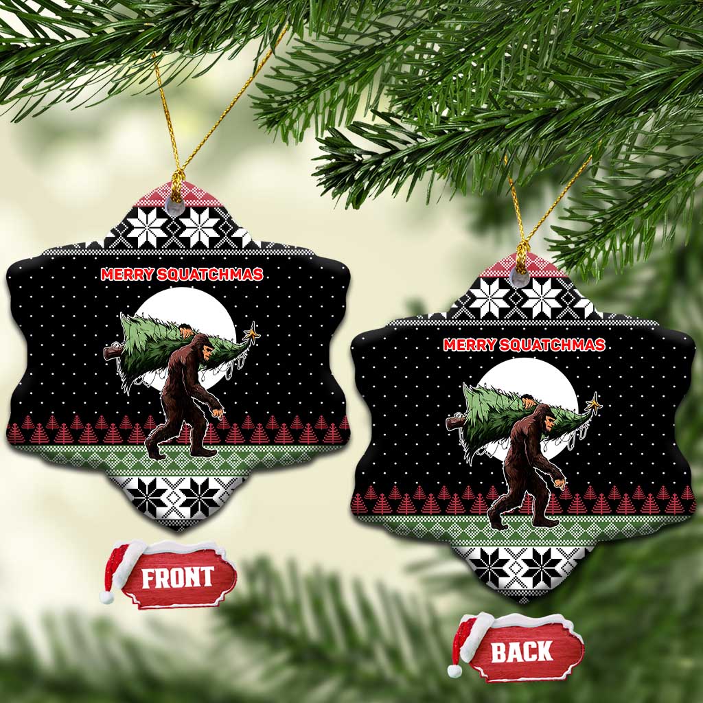 Funny Bigfoot Christmas Ceramic Ornament Xmas Holiday Patterns - Wonder Print Shop