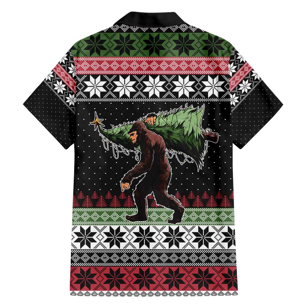 Funny Bigfoot Christmas Family Matching Long Sleeve Bodycon Dress and Hawaiian Shirt Xmas Holiday Patterns - Wonder Print Shop