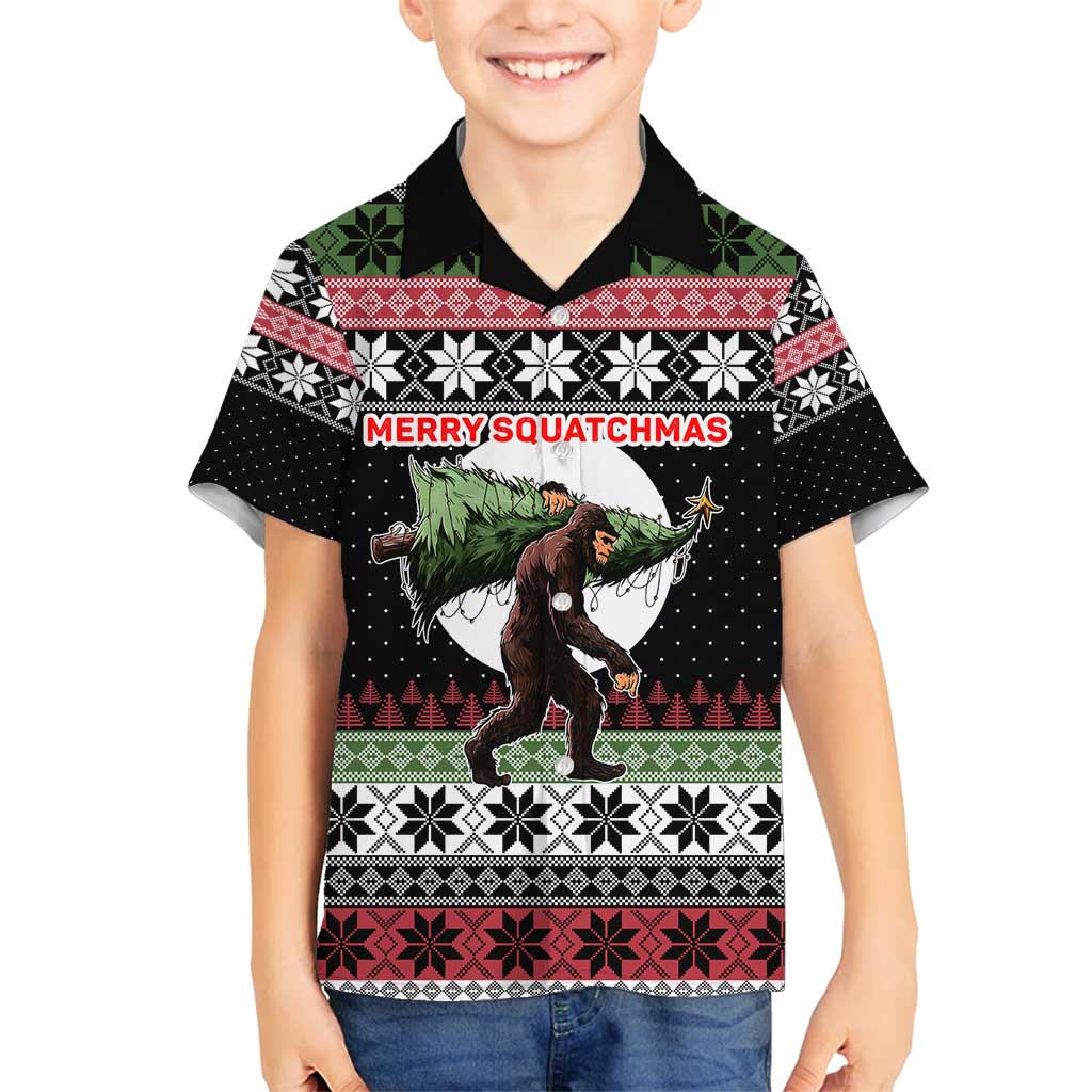 Funny Bigfoot Christmas Family Matching Long Sleeve Bodycon Dress and Hawaiian Shirt Xmas Holiday Patterns - Wonder Print Shop