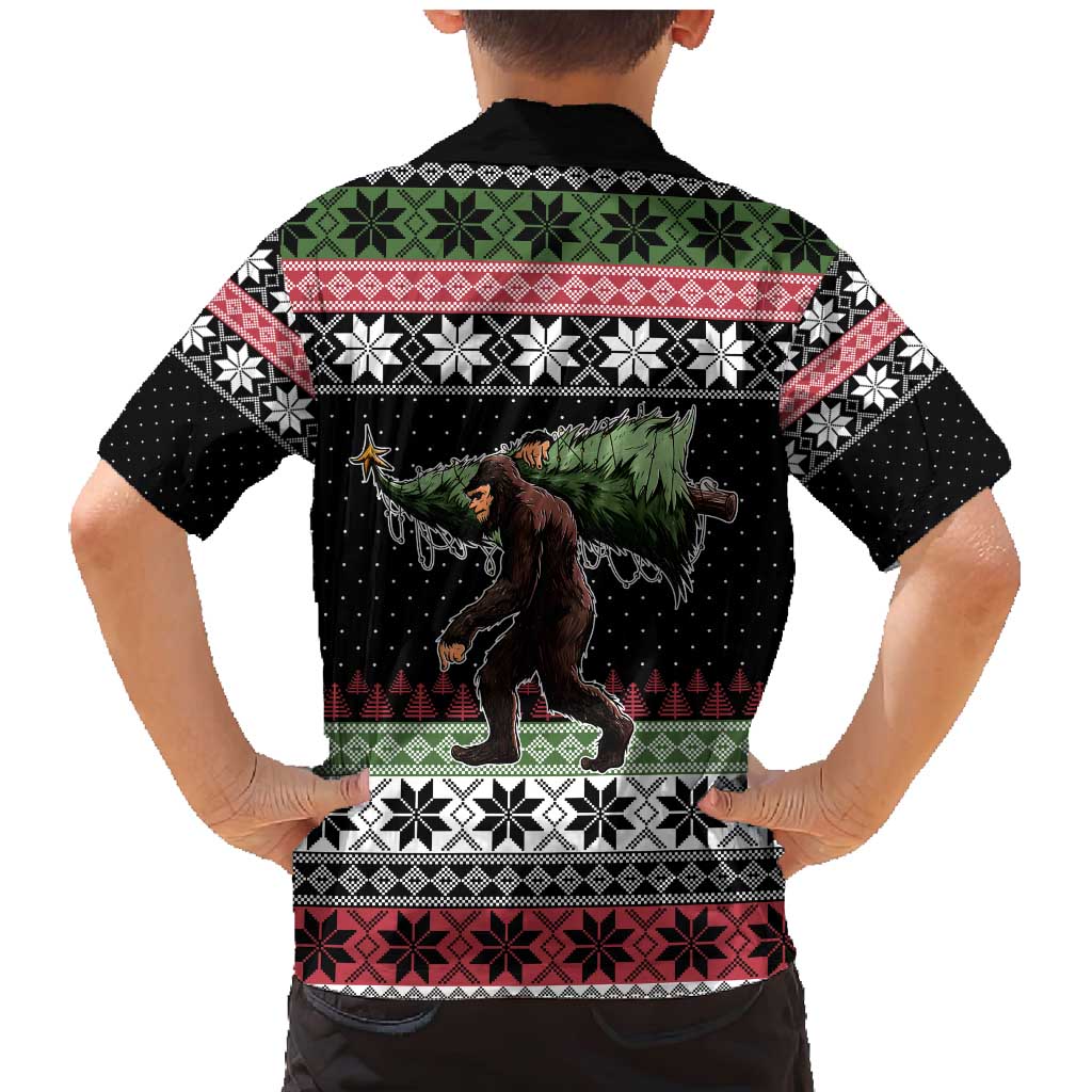 Funny Bigfoot Christmas Family Matching Mermaid Dress and Hawaiian Shirt Xmas Holiday Patterns - Wonder Print Shop