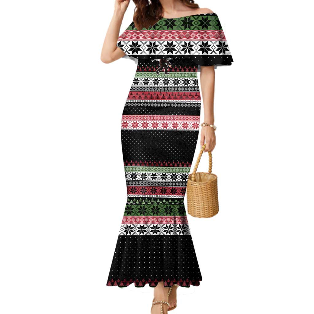 Funny Bigfoot Christmas Family Matching Mermaid Dress and Hawaiian Shirt Xmas Holiday Patterns - Wonder Print Shop