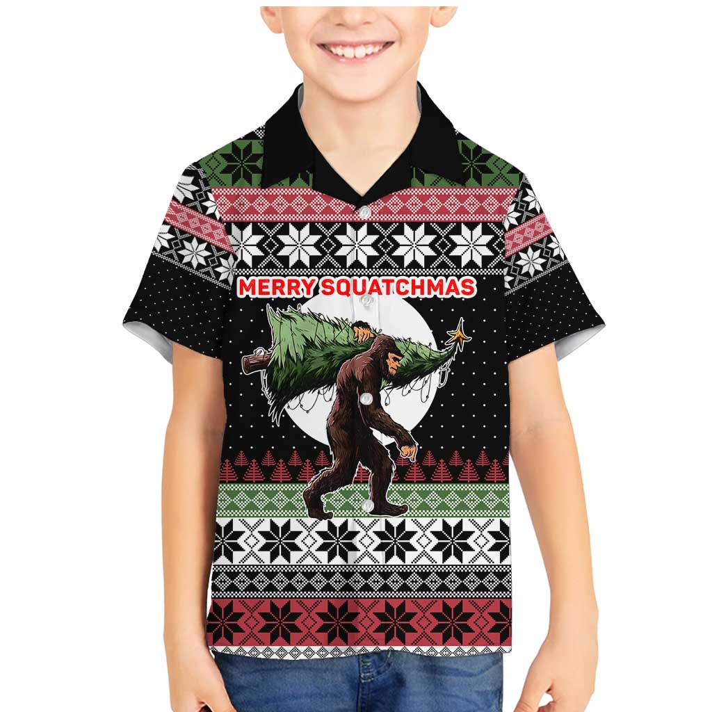 Funny Bigfoot Christmas Family Matching Mermaid Dress and Hawaiian Shirt Xmas Holiday Patterns - Wonder Print Shop