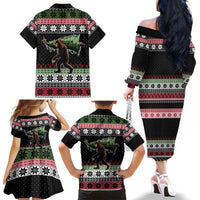 Funny Bigfoot Christmas Family Matching Off The Shoulder Long Sleeve Dress and Hawaiian Shirt Xmas Holiday Patterns - Wonder Print Shop