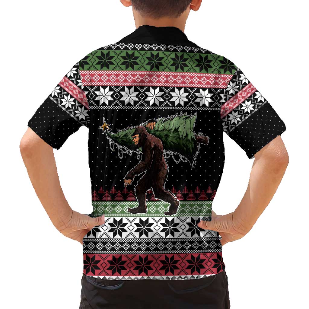 Funny Bigfoot Christmas Family Matching Off Shoulder Maxi Dress and Hawaiian Shirt Xmas Holiday Patterns - Wonder Print Shop