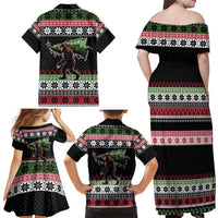 Funny Bigfoot Christmas Family Matching Off Shoulder Maxi Dress and Hawaiian Shirt Xmas Holiday Patterns - Wonder Print Shop