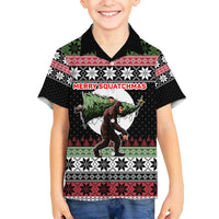 Funny Bigfoot Christmas Family Matching Off Shoulder Short Dress and Hawaiian Shirt Xmas Holiday Patterns - Wonder Print Shop