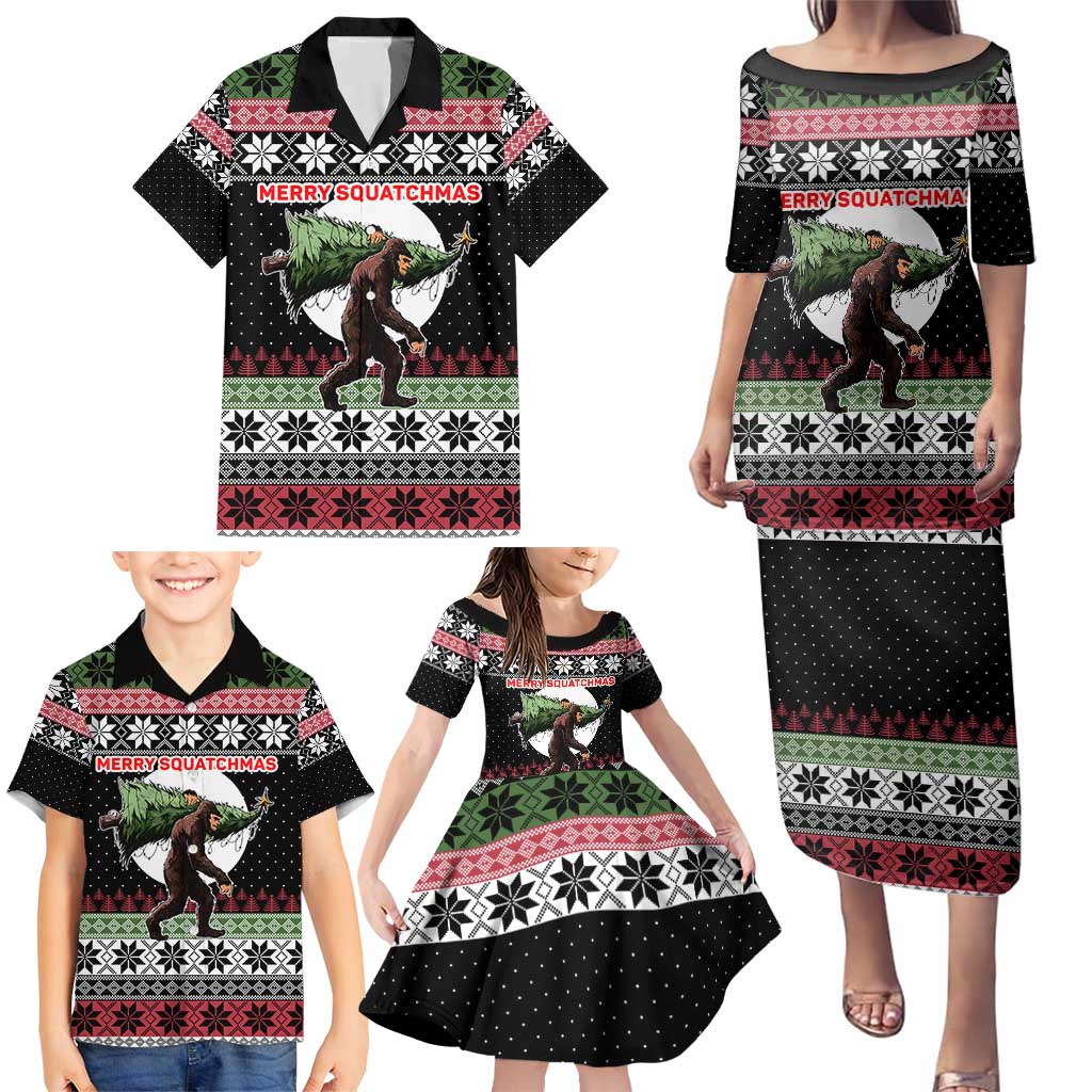 Funny Bigfoot Christmas Family Matching Puletasi and Hawaiian Shirt Xmas Holiday Patterns - Wonder Print Shop