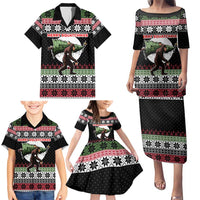 Funny Bigfoot Christmas Family Matching Puletasi and Hawaiian Shirt Xmas Holiday Patterns - Wonder Print Shop