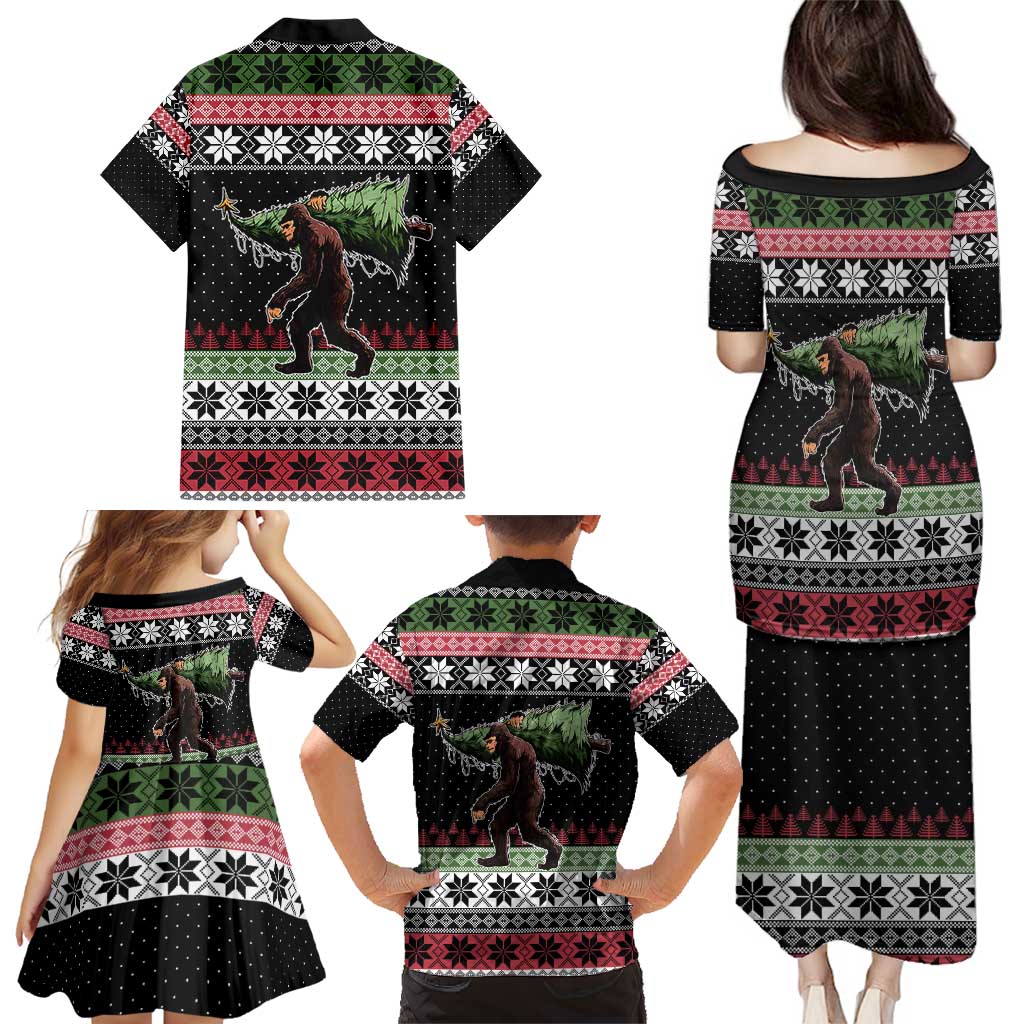 Funny Bigfoot Christmas Family Matching Puletasi and Hawaiian Shirt Xmas Holiday Patterns - Wonder Print Shop