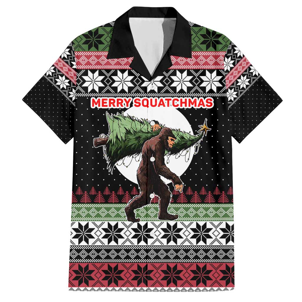 Funny Bigfoot Christmas Family Matching Short Sleeve Bodycon Dress and Hawaiian Shirt Xmas Holiday Patterns - Wonder Print Shop