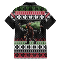 Funny Bigfoot Christmas Family Matching Short Sleeve Bodycon Dress and Hawaiian Shirt Xmas Holiday Patterns - Wonder Print Shop