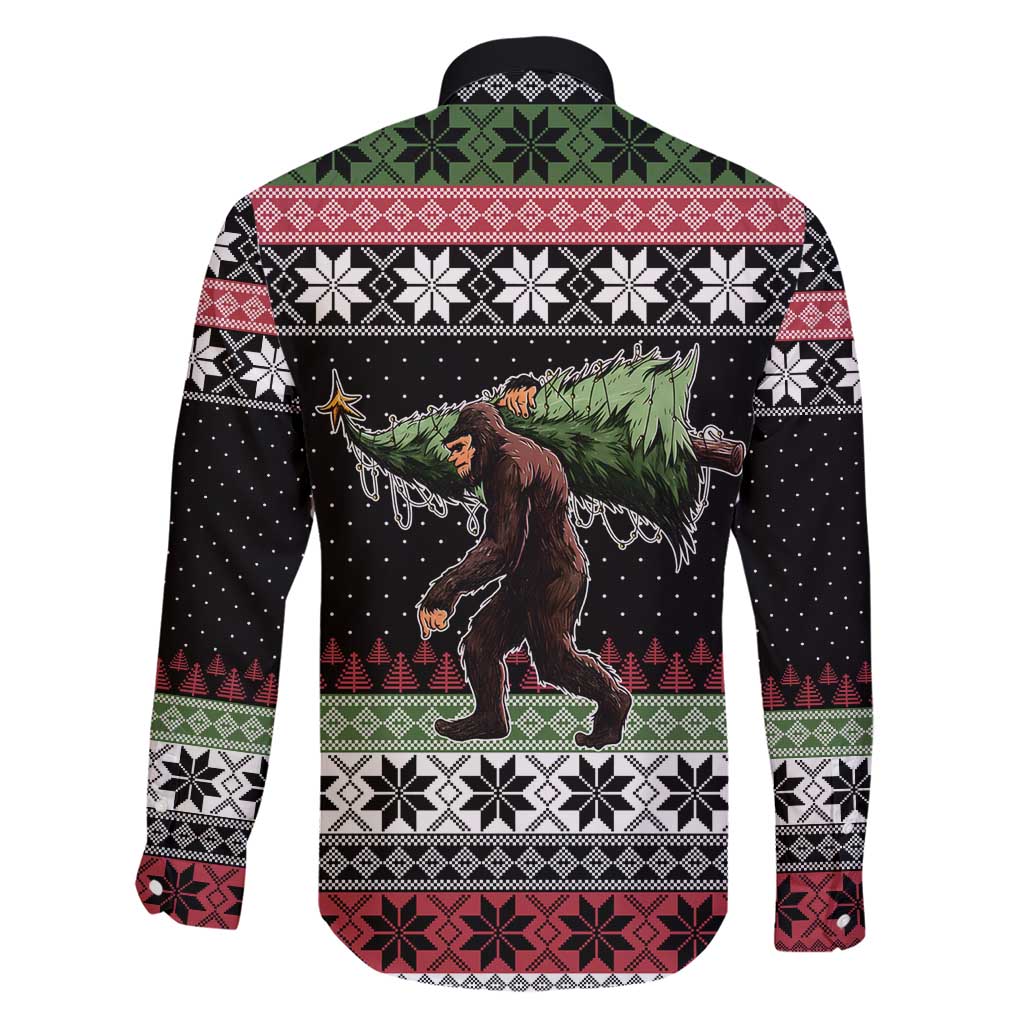 Funny Bigfoot Christmas Family Matching Short Sleeve Bodycon Dress and Hawaiian Shirt Xmas Holiday Patterns - Wonder Print Shop