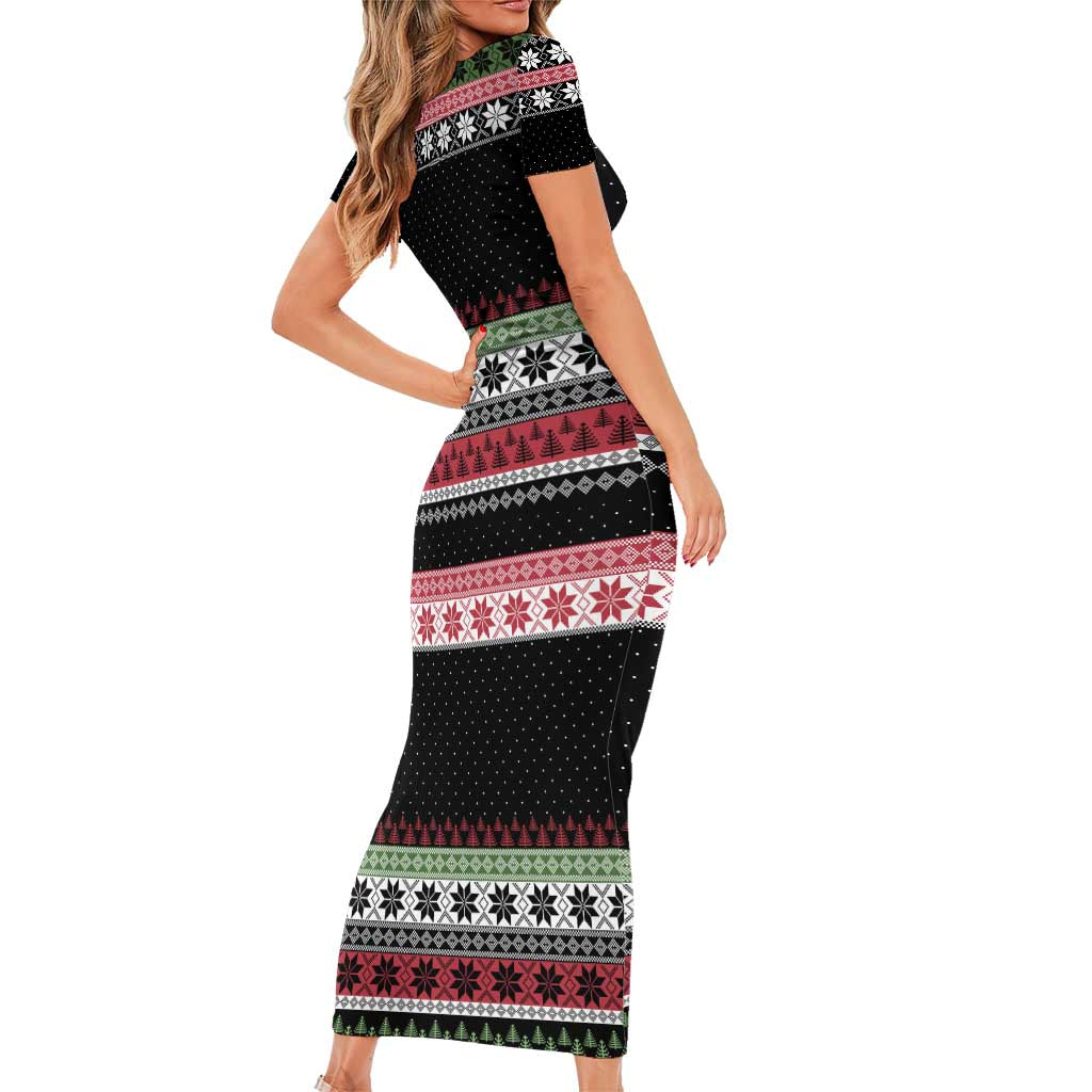 Funny Bigfoot Christmas Family Matching Short Sleeve Bodycon Dress and Hawaiian Shirt Xmas Holiday Patterns - Wonder Print Shop