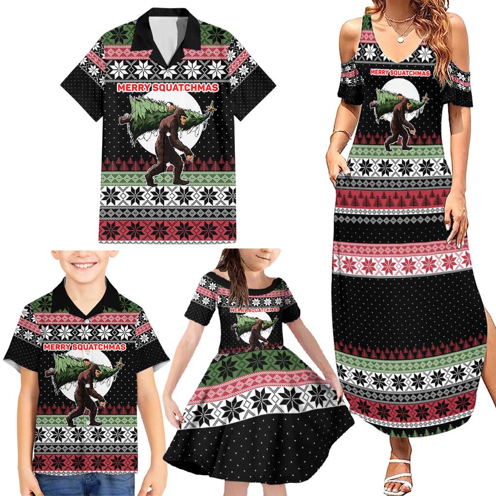 Funny Bigfoot Christmas Family Matching Summer Maxi Dress and Hawaiian Shirt Xmas Holiday Patterns - Wonder Print Shop