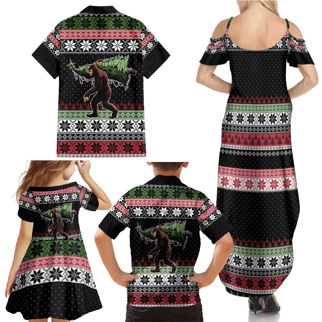 Funny Bigfoot Christmas Family Matching Summer Maxi Dress and Hawaiian Shirt Xmas Holiday Patterns - Wonder Print Shop