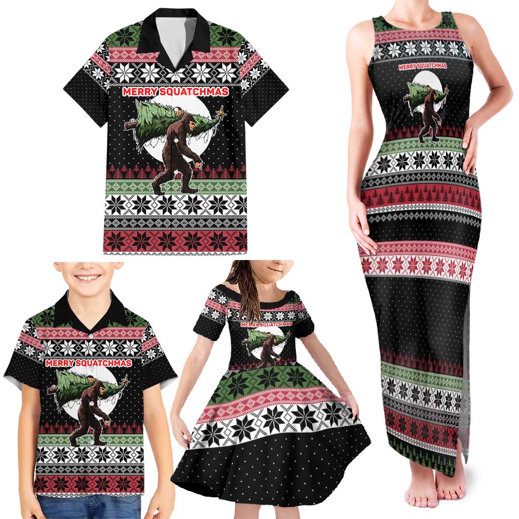 Funny Bigfoot Christmas Family Matching Tank Maxi Dress and Hawaiian Shirt Xmas Holiday Patterns - Wonder Print Shop