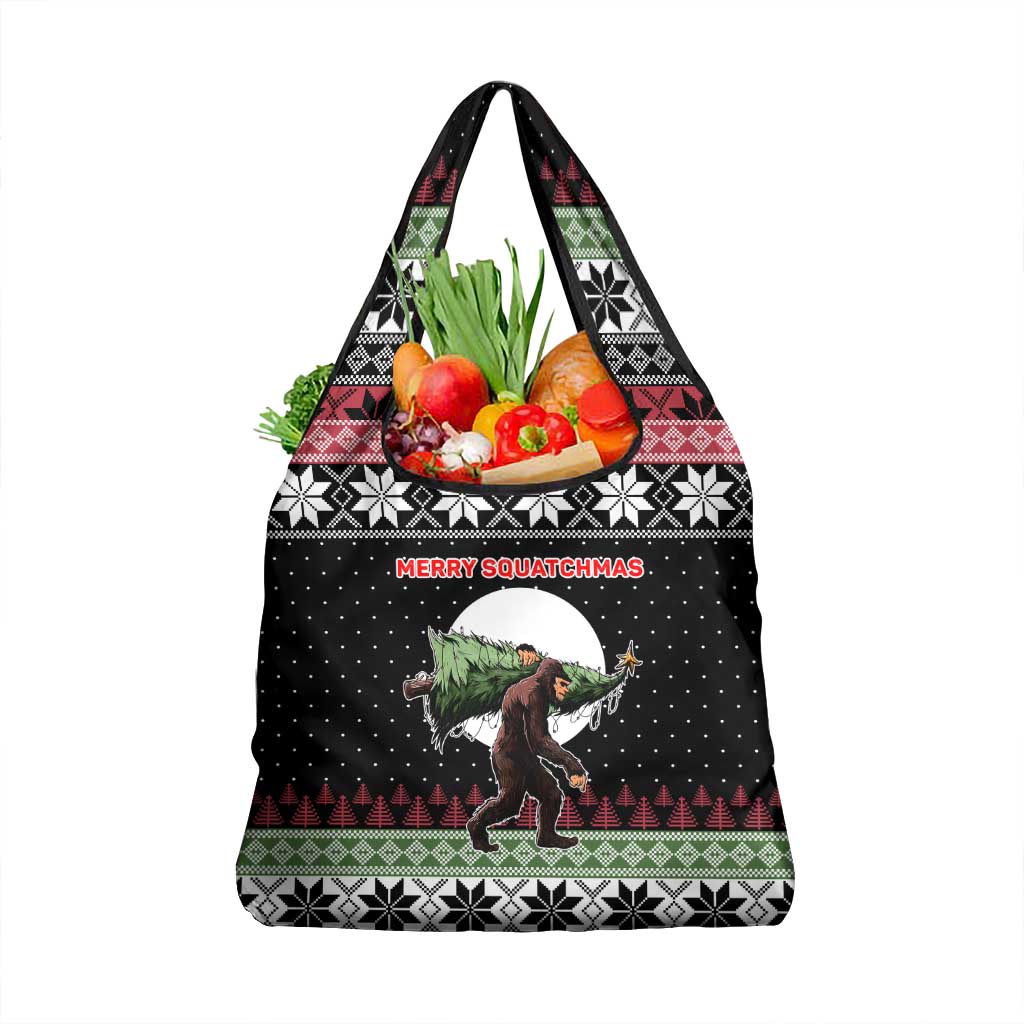 Funny Bigfoot Christmas Grocery Bag Xmas Holiday Patterns - Wonder Print Shop