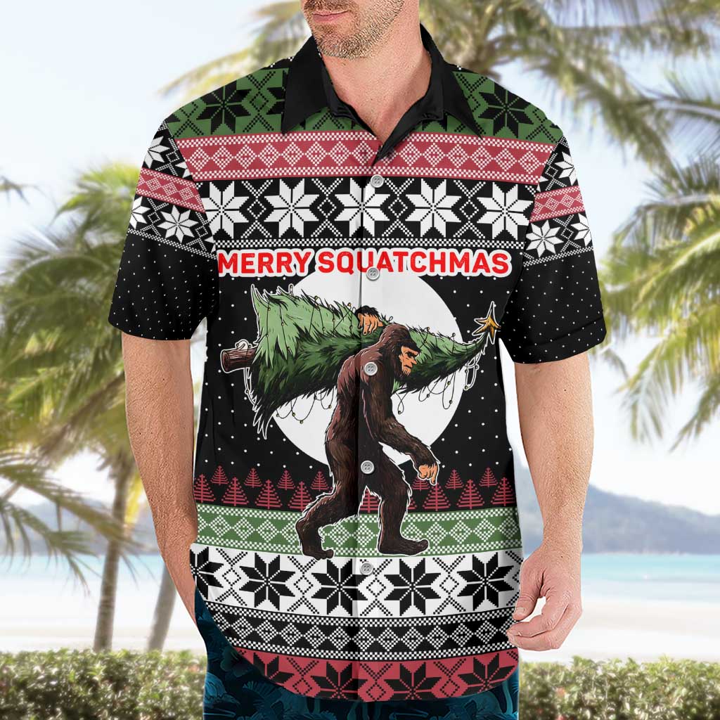 Funny Bigfoot Christmas Hawaiian Shirt Xmas Holiday Patterns - Wonder Print Shop