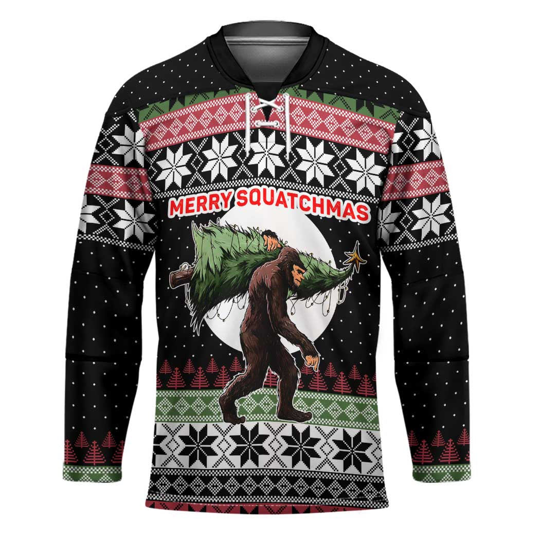 Funny Bigfoot Christmas Hockey Jersey Xmas Holiday Patterns - Wonder Print Shop