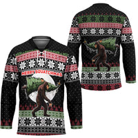 Funny Bigfoot Christmas Hockey Jersey Xmas Holiday Patterns - Wonder Print Shop