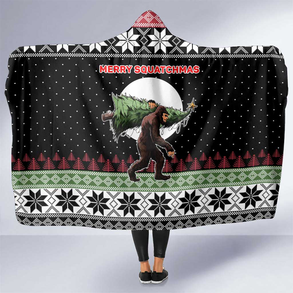 Funny Bigfoot Christmas Hooded Blanket Xmas Holiday Patterns - Wonder Print Shop