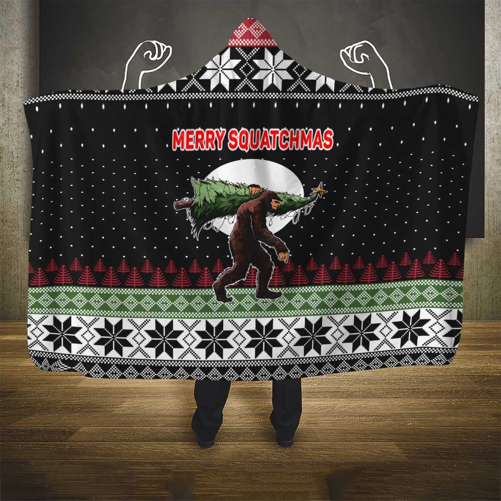Funny Bigfoot Christmas Hooded Blanket Xmas Holiday Patterns - Wonder Print Shop