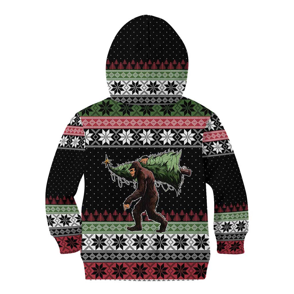 Funny Bigfoot Christmas Kid Hoodie Xmas Holiday Patterns - Wonder Print Shop