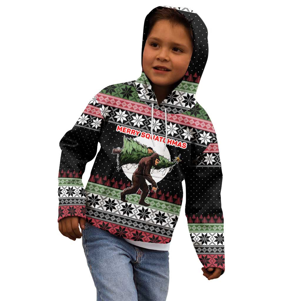 Funny Bigfoot Christmas Kid Hoodie Xmas Holiday Patterns - Wonder Print Shop