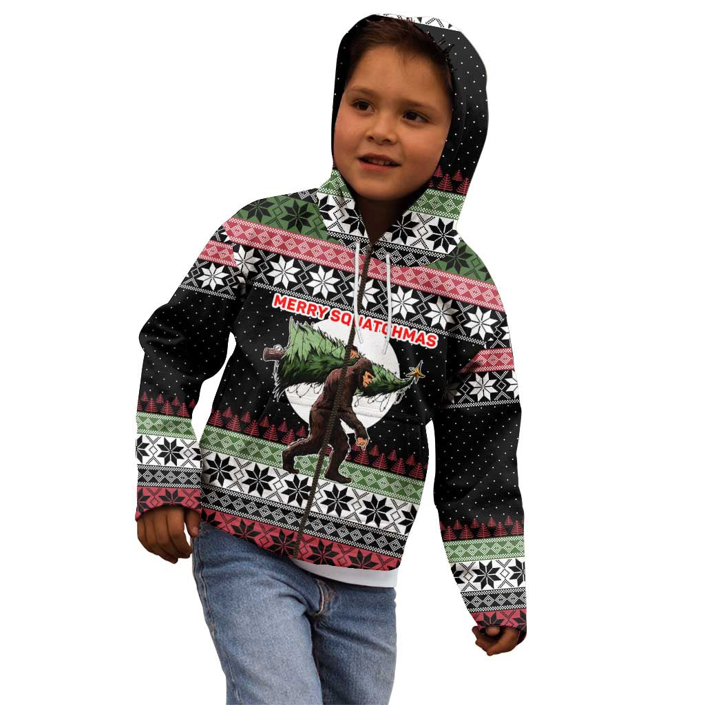 Funny Bigfoot Christmas Kid Hoodie Xmas Holiday Patterns - Wonder Print Shop