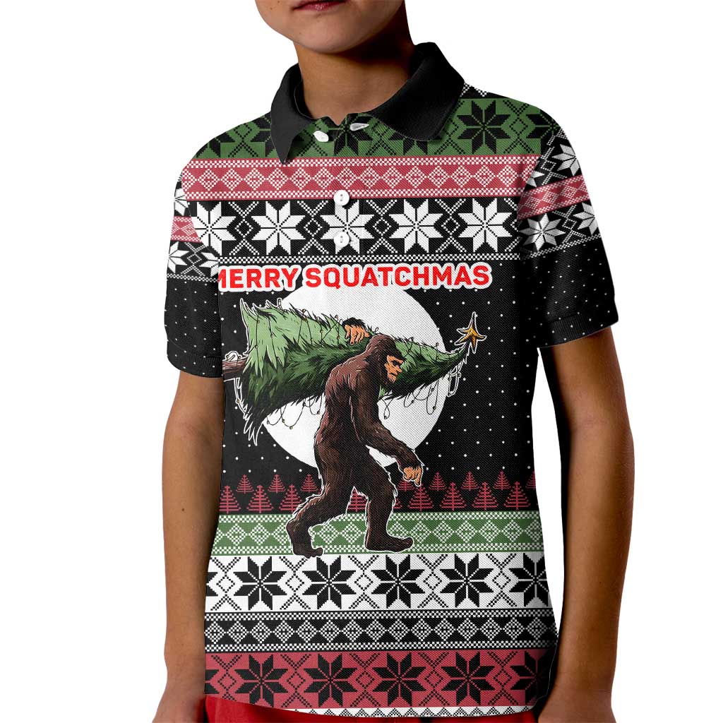 Funny Bigfoot Christmas Kid Polo Shirt Xmas Holiday Patterns - Wonder Print Shop