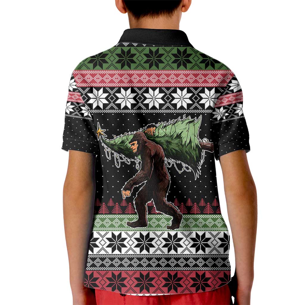 Funny Bigfoot Christmas Kid Polo Shirt Xmas Holiday Patterns - Wonder Print Shop