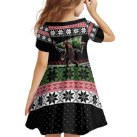 Funny Bigfoot Christmas Kid Short Sleeve Dress Xmas Holiday Patterns - Wonder Print Shop