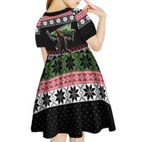Funny Bigfoot Christmas Kid Short Sleeve Dress Xmas Holiday Patterns - Wonder Print Shop
