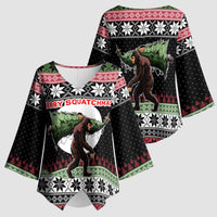 Funny Bigfoot Christmas Kimono Sleeve Blouse Xmas Holiday Patterns - Wonder Print Shop